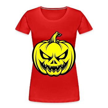 Halloween Pumpkin Face Creepy - T-shirt bio Premium Femme - rouge - Devant - Mia (176cm)