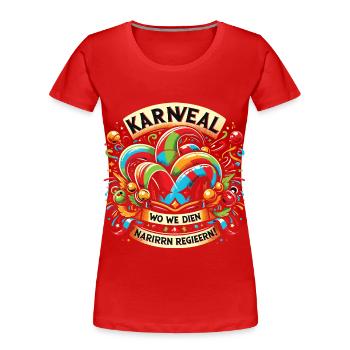 Carnival of Fools - Women's Premium Organic T-Shirt - red - Front - Mia (176cm)