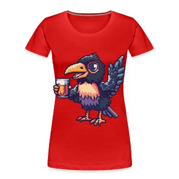 Bière Raven Crow Pixel - T-shirt bio Premium Femme - rouge - Devant - Mia (176cm)