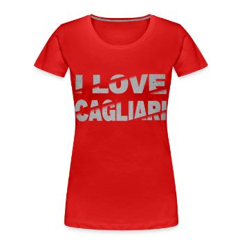 Cagliari Italie City Font Skyline J’adore - T-shirt bio Premium Femme - rouge - Devant - Mia (176cm)
