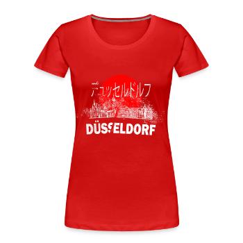 Düsseldorf Allemagne City Skyline Japon Soleil - T-shirt bio Premium Femme - rouge - Devant - Mia (176cm)