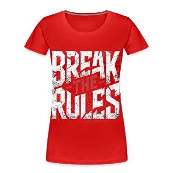 Break the Rules - Women's Premium Organic T-Shirt - red - Front - Mia (176cm)