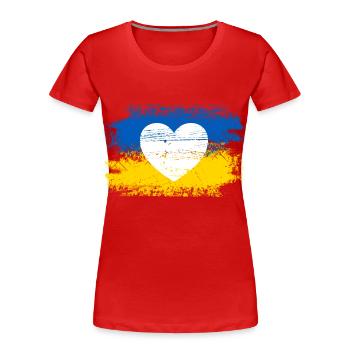 A heart for Ukraine - Women's Premium Organic T-Shirt - red - Front - Mia (176cm)