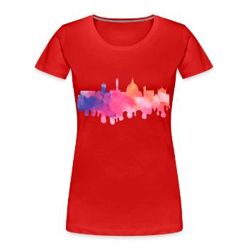 Florence Firenze Italie City Skyline Splash Coloré - T-shirt bio Premium Femme - rouge - Devant - Mia (176cm)
