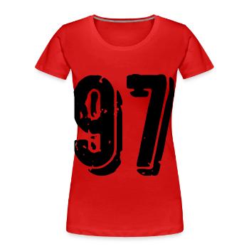 Maillot numéro 97 - T-shirt bio Premium Femme - rouge - Devant - Mia (176cm)