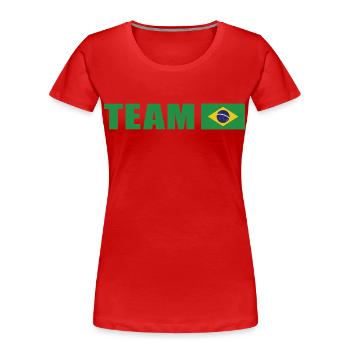 Équipe de soutien au Brésil - T-shirt bio Premium Femme - rouge - Devant - Mia (176cm)