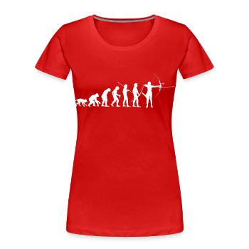 AEvolution de l'homme Arc Classique Recurve Archer - T-shirt bio Premium Femme - rouge - Devant - Mia (176cm)