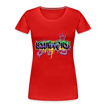Southampton England City Graffiti Spray Sprayer - T-shirt bio Premium Femme - rouge - Devant - Mia (176cm)