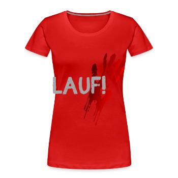 lauf renn blut halloween spruch geschenk idee - Frauen Premium Bio T-Shirt - Rot - Vorne - Mia (176cm)