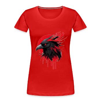 Fantasievogel rot-schwarz - Frauen Premium Bio T-Shirt - Rot - Vorne - Mia (176cm)