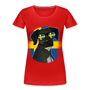 Suède - T-shirt bio Premium Femme - rouge - Devant - Mia (176cm)
