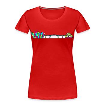 Dundee City Skyline V&A Museum Linienzeichnung - Frauen Premium Bio T-Shirt - Rot - Vorne - Mia (176cm)