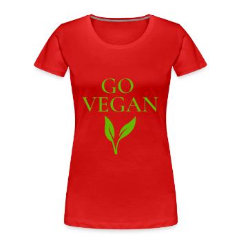 Go Vegan Veganer Vegan vegetarisch - Frauen Premium Bio T-Shirt - Rot - Vorne - Mia (176cm)