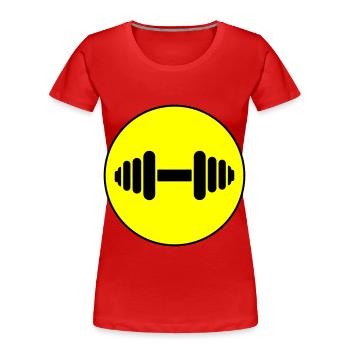 Icône de poids d’haltères - T-shirt bio Premium Femme - rouge - Devant - Mia (176cm)