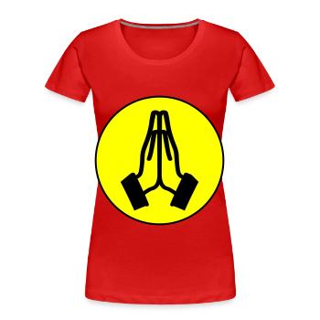 Cercle des mains de prière - T-shirt bio Premium Femme - rouge - Devant - Mia (176cm)
