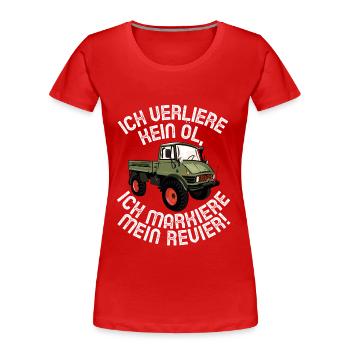 Ich verliere kein Öl - Unimog - Offroad - Oldtimer - Frauen Premium Bio T-Shirt - Rot - Vorne - Mia (176cm)