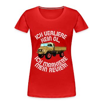 Ich verliere kein Öl - Unimog - Offroad - Oldtimer - Frauen Premium Bio T-Shirt - Rot - Vorne - Mia (176cm)