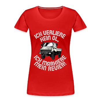 Ich verliere kein Öl - Unimog - Offroad - Oldtimer - Frauen Premium Bio T-Shirt - Rot - Vorne - Mia (176cm)