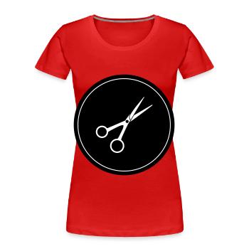 Scissors Barber Circle - Women's Premium Organic T-Shirt - red - Front - Mia (176cm)