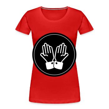 Cercle de prière des mains - T-shirt bio Premium Femme - rouge - Devant - Mia (176cm)