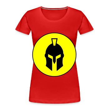 Spartaner Helm - Frauen Premium Bio T-Shirt - Rot - Vorne - Mia (176cm)