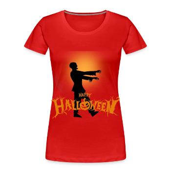 Halloween Creepy Cemetery Moon Witch Vampire - Women's Premium Organic T-Shirt - red - Front - Mia (176cm)