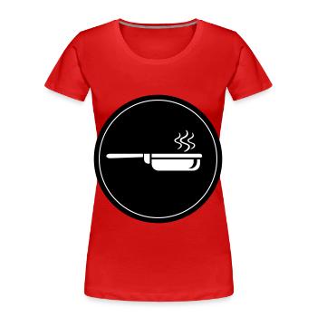 Pfanne Kochen - Frauen Premium Bio T-Shirt - Rot - Vorne - Mia (176cm)