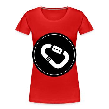 Kletterausrüstung Karabiner Kreis - Frauen Premium Bio T-Shirt - Rot - Vorne - Mia (176cm)