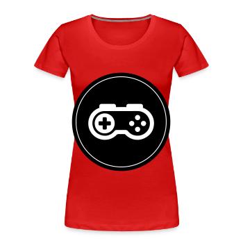 Gamepad Symbol Gamer Circle - Women's Premium Organic T-Shirt - red - Front - Mia (176cm)