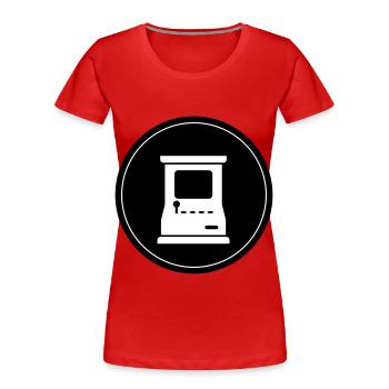 Arcade Retro Gamer Kreis - Frauen Premium Bio T-Shirt - Rot - Vorne - Mia (176cm)