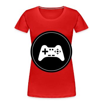 Gamepad Symbol Controller Circle - Women's Premium Organic T-Shirt - red - Front - Mia (176cm)