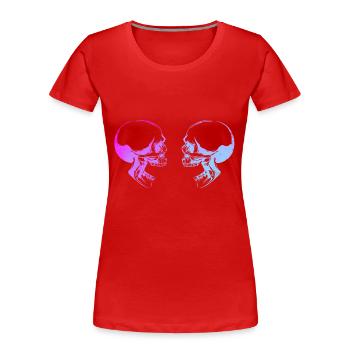 Doppelte Schädelkunst - Frauen Premium Bio T-Shirt - Rot - Vorne - Mia (176cm)