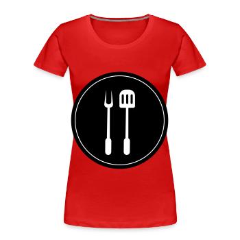 Grillzange Grillen Symbol - Frauen Premium Bio T-Shirt - Rot - Vorne - Mia (176cm)