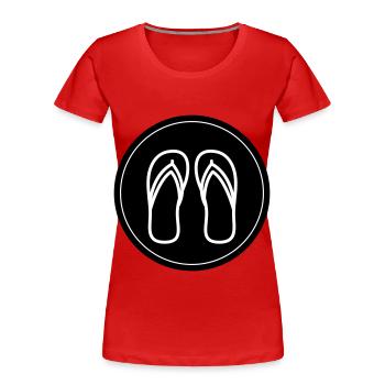 Icône de tongs - T-shirt bio Premium Femme - rouge - Devant - Mia (176cm)