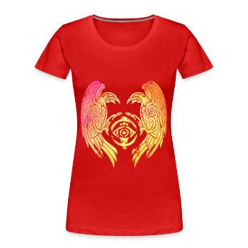 Hugin and Munin Raven Colorful Vikings - Women's Premium Organic T-Shirt - red - Front - Mia (176cm)