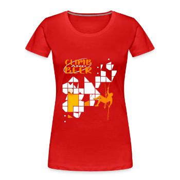 Climb and Beer - T-shirt bio Premium Femme - rouge - Devant - Mia (176cm)