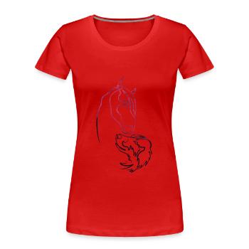 Animal lovers - horse & dog - Women's Premium Organic T-Shirt - red - Front - Mia (176cm)
