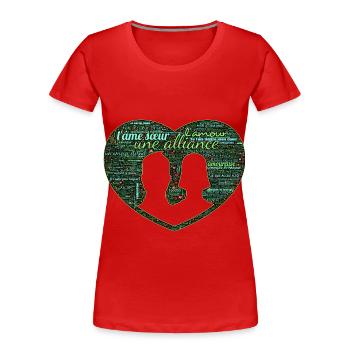 Valentine jour WordArt typography - T-shirt bio Premium Femme - rouge - Devant - Mia (176cm)