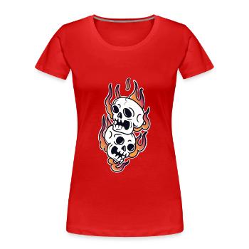 Totenkopf im Feuer traditionelle Tattoo-Kunst - Frauen Premium Bio T-Shirt - Rot - Vorne - Mia (176cm)