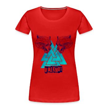 Valknut - symbole nordique Viking et tête animal - T-shirt bio Premium Femme - rouge - Devant - Mia (176cm)