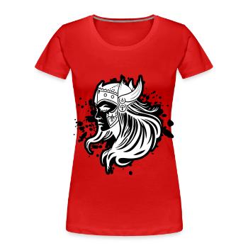 Wikinger Frau Kriegerin Viking - Frauen Premium Bio T-Shirt - Rot - Vorne - Mia (176cm)