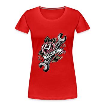 Handwerker der alten Schule Papa Nummer 1 - Frauen Premium Bio T-Shirt - Rot - Vorne - Mia (176cm)