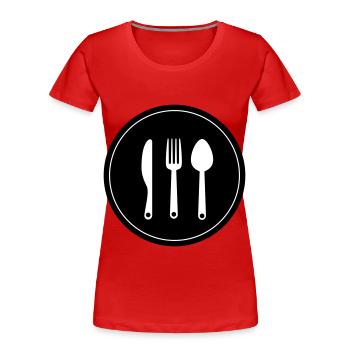Gabel Besteck - Frauen Premium Bio T-Shirt - Rot - Vorne - Mia (176cm)