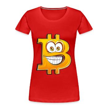 lustiges Bitcoin BTC Symbol Comic Cartoon Style - Frauen Premium Bio T-Shirt - Rot - Vorne - Mia (176cm)