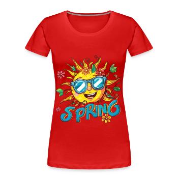 Printemps Printemps Fleurs De Soleil - T-shirt bio Premium Femme - rouge - Devant - Mia (176cm)