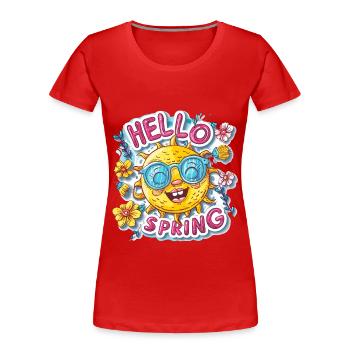 Bonjour le printemps Bonjour les fleurs de soleil de printemps - T-shirt bio Premium Femme - rouge - Devant - Mia (176cm)