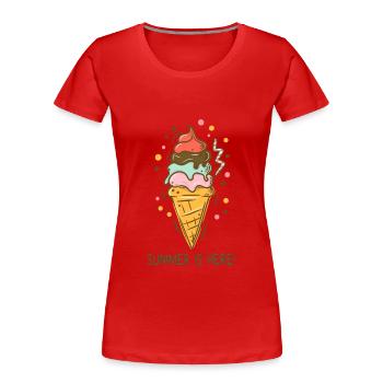 Eis Summer is here Eiscreme Eisdiele Sommerzeit - Frauen Premium Bio T-Shirt - Rot - Vorne - Mia (176cm)