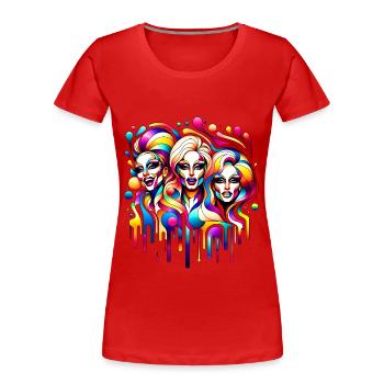 Farbenpracht - Color Splendor - Frauen Premium Bio T-Shirt - Rot - Vorne - Mia (176cm)