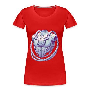 Futuristisches T-Shirt mit Brust und Gerät Grafik - Frauen Premium Bio T-Shirt - Rot - Vorne - Mia (176cm)