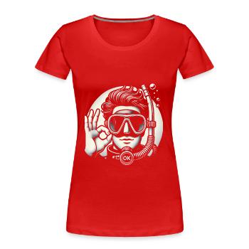 Vintage Scuba Diver OK Handzeichen - Frauen Premium Bio T-Shirt - Rot - Vorne - Mia (176cm)